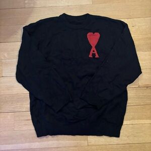 AMI black red heart sweater